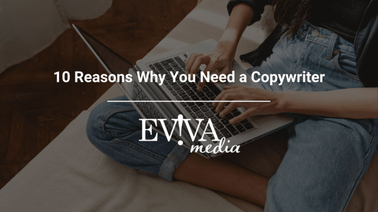 A copywriter typing on laptop