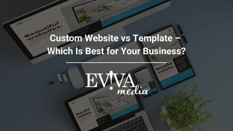 In this image, a comparison is being made between custom website design and template website design to determine which is best for a business. Full Text: WEBDESIGN Home Beautiful websites. WWeb design development carefully made by the best prof Custom Website vs Template choice for your Professionals. The best Which Is Best for Your Business? ob desdestone Stort = EVIVA 0 WEBDESIGN Beautiful Choose one of our theme WEBDESIGN media websites. Or hire o web designer Web design development carelaby We have made by the best professionals. The best choice for your business. Beautiful eautiful websites. websites. Design your own webste Web design daveloppetre ccuotull Stort -