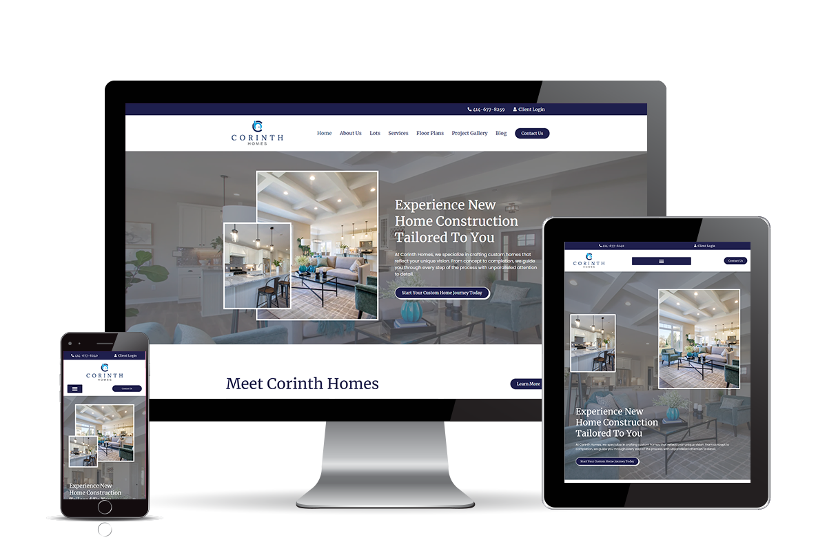 Corinth Homes web design portfolio