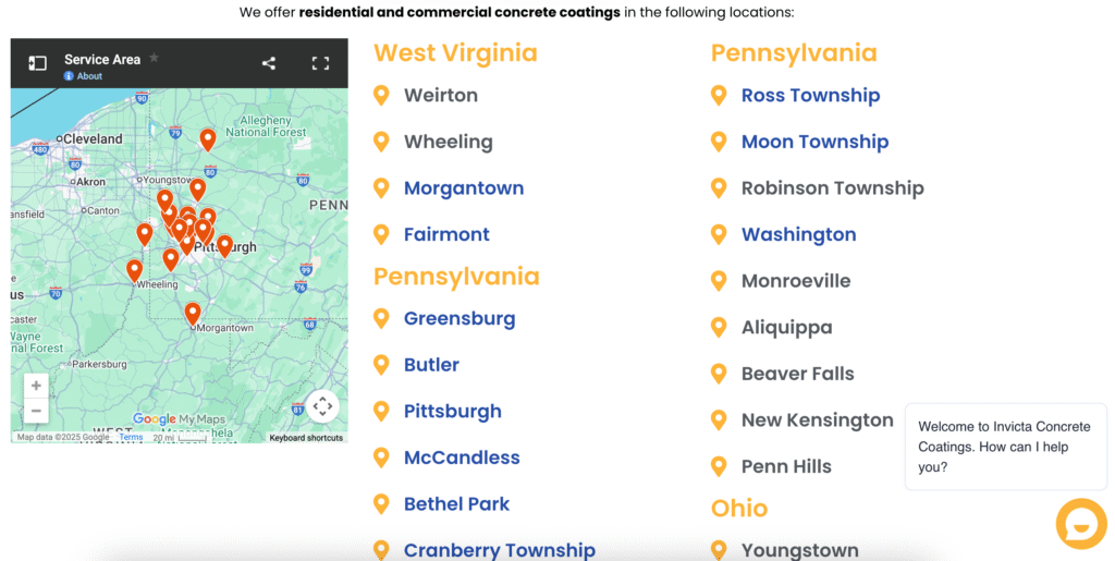 Invicta Concrete Coatings Targeting Map - Marketing Strategies to Generate Leads